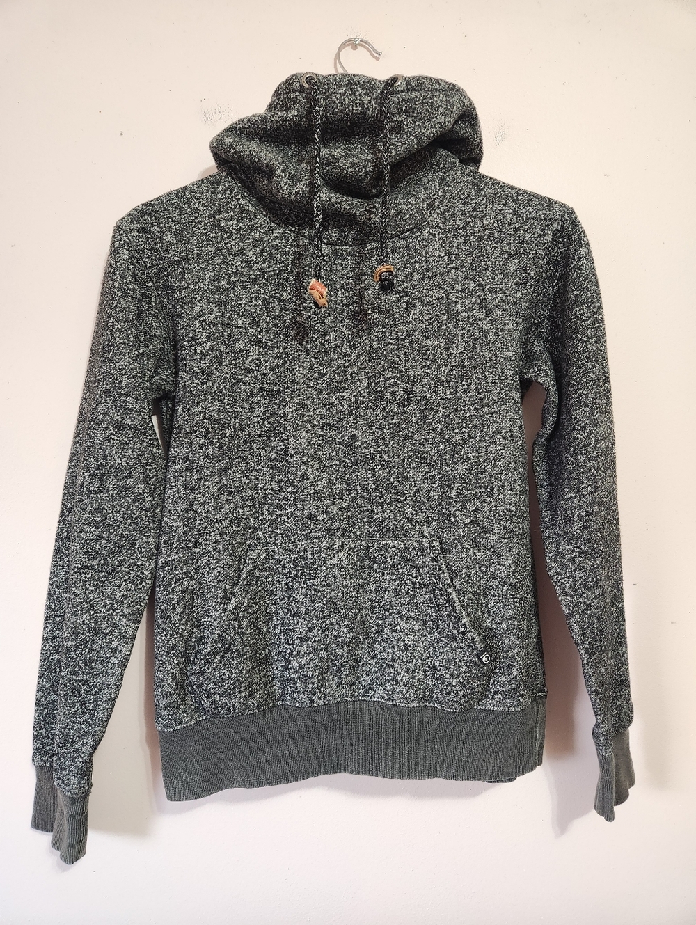 tentree Bamfield High Neck Hoodie Marled Charcoal Grey Organic Cotton Size XS